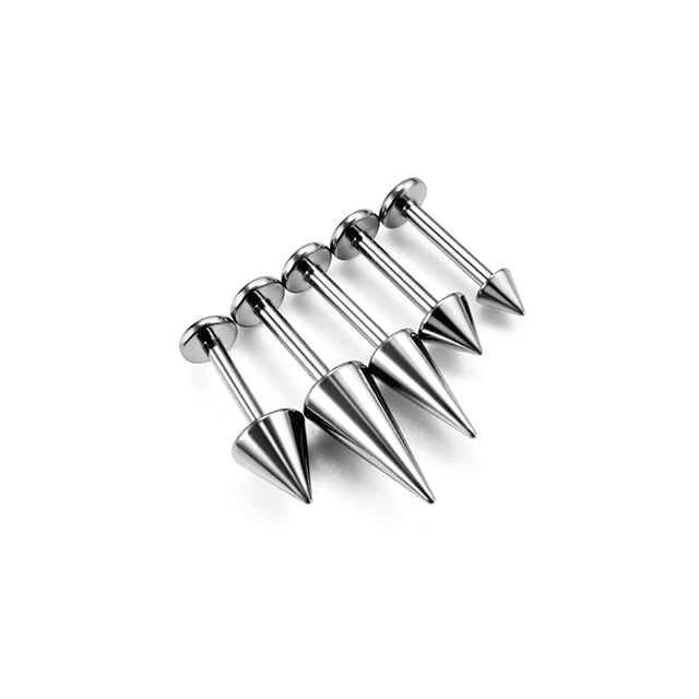 F136 Titanium Externally Treaded Labret With Spike Top