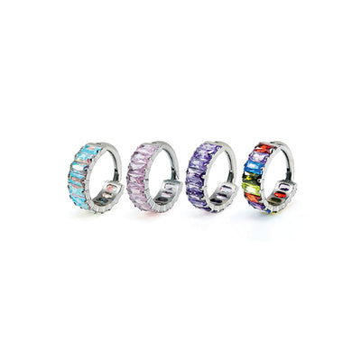F136 Titanium CZ Sparkle Hoop – Rainbow/Ice Candy Clicker Ring for Cartilage & Lobe