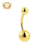14K Solid Gold Belly Button Ring–Classic Ball End