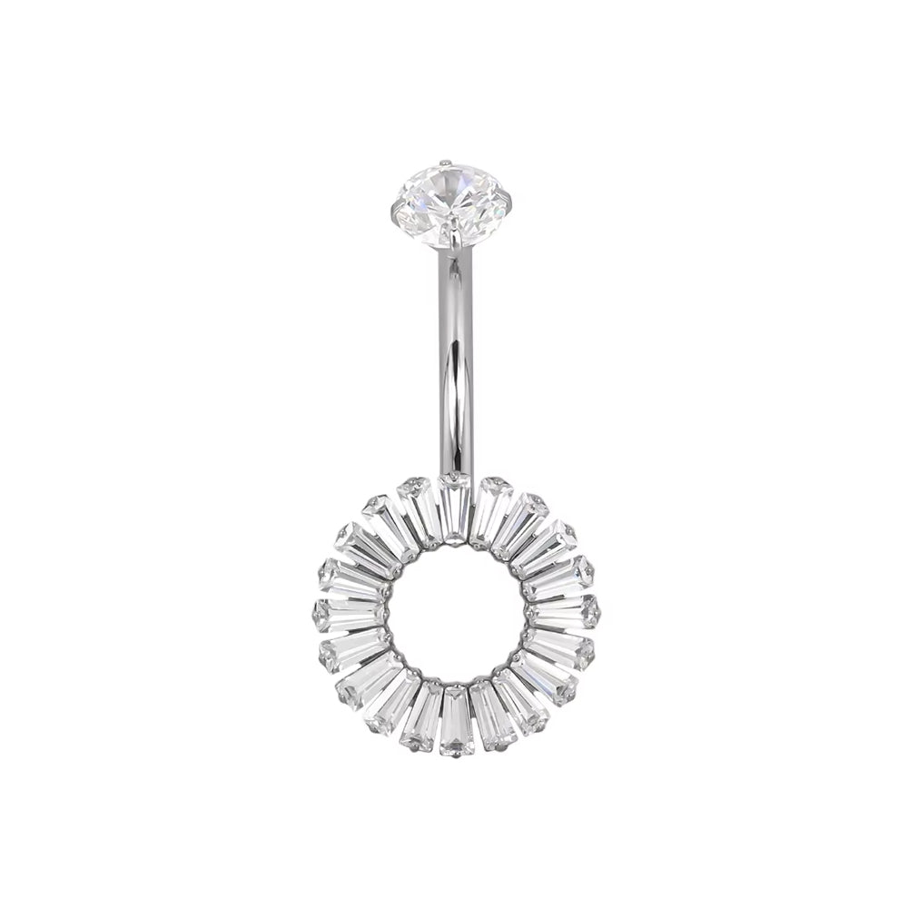 Titanium Internally Threaded Asscher-Cut CZ Navel Ring