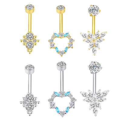 Titanium CZ Belly Button Ring – Sparkling Navel Piercing Jewelry