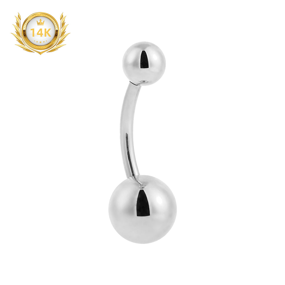 14K Solid Gold Belly Button Ring–Classic Ball End