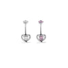 F136 Titanium Belly Button Ring–Heart CZ Dangle,Hypoallergenic Navel Piercing for Women