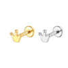 14K Gold Minimalist Mini Crown Labret Stud – Internally Threaded Lip Piercing Jewelry
