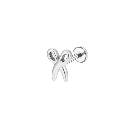 Titanium 3D Scissor Lip Stud – Hypoallergenic 16G Piercing Jewelry