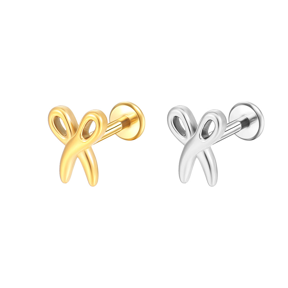 Titanium 3D Scissor Lip Stud – Hypoallergenic 16G Piercing Jewelry