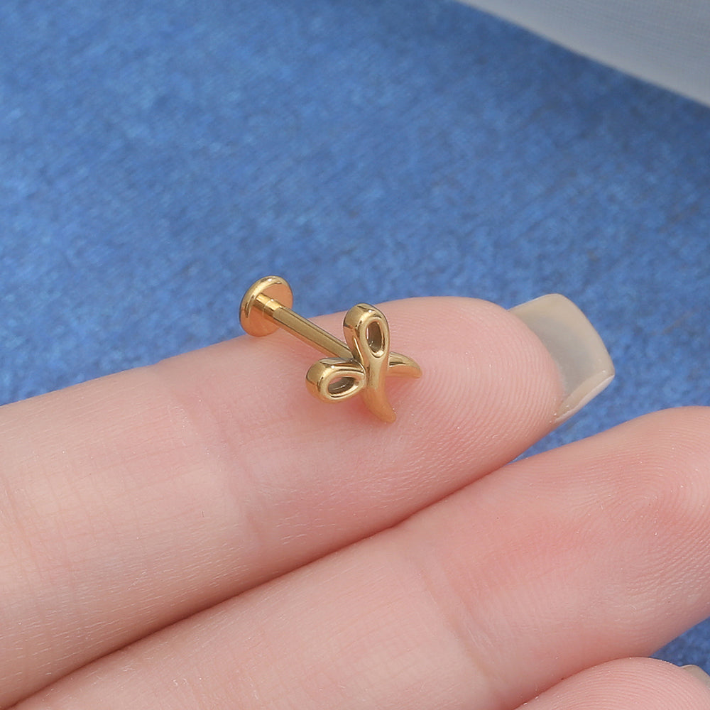 Titanium 3D Scissor Lip Stud – Hypoallergenic 16G Piercing Jewelry