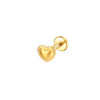 14K Gold Minimalist 3D Heart Ball Labret Stud – Internally Threaded Lip Piercing Jewelry