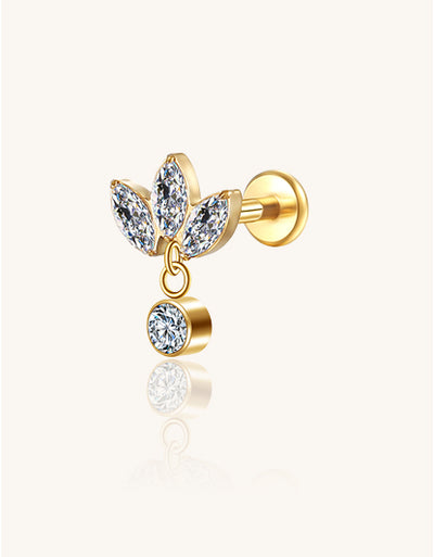 Triple Marquise CZ Lip Stud 16G Internally Threaded Labret Piercing Jewelry