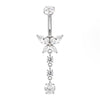 F136 Titanium Belly Ring with CZ Bezel Top