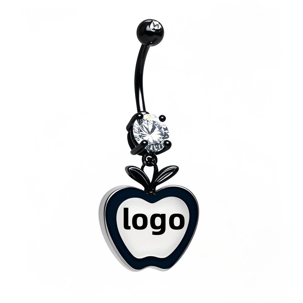 F136 Titanium Personalized Logo Belly Ring with Glow Effect