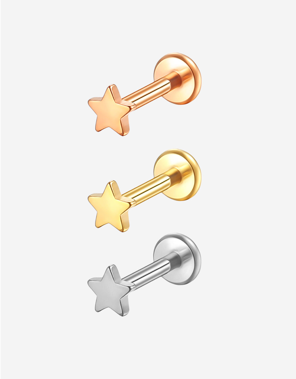 14K Solid Gold Star Piercing Stud Dainty Helix/Cartilage Earring
