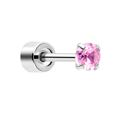 14K White Gold MultiGem Piercing Stud Colorful Cartilage/Helix Earring
