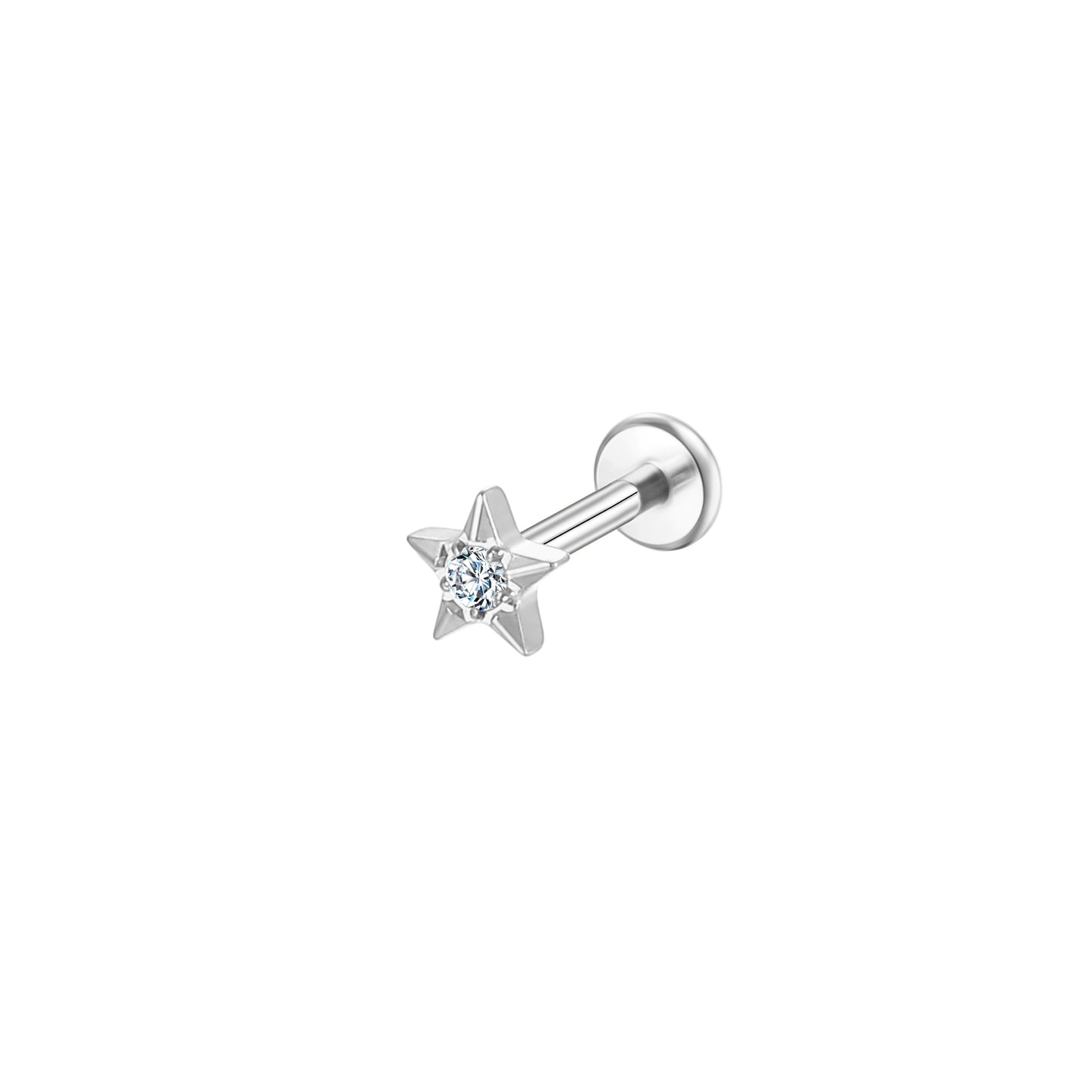 Titanium Lip Labret – Star Design with Prong-Set Lab-Grown Diamond