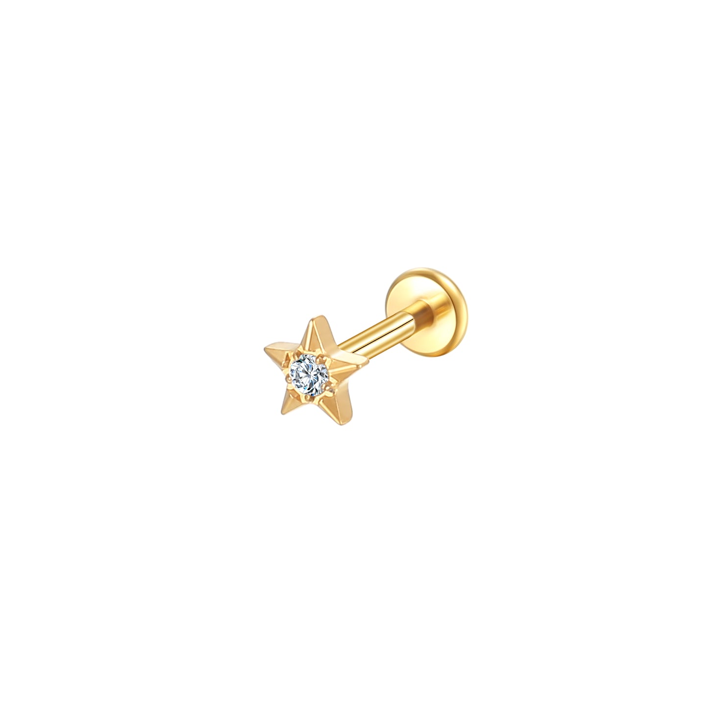 Titanium Lip Labret – Star Design with Prong-Set Lab-Grown Diamond