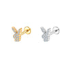 Titanium Bunny CZ Lip Stud 15 White Crystals Hypoallergenic 16G Piercing Jewelry