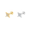 Titanium 8 Point Star Lip Stud 9 CZ Stones, Hypoallergenic 16G Piercing Jewelry