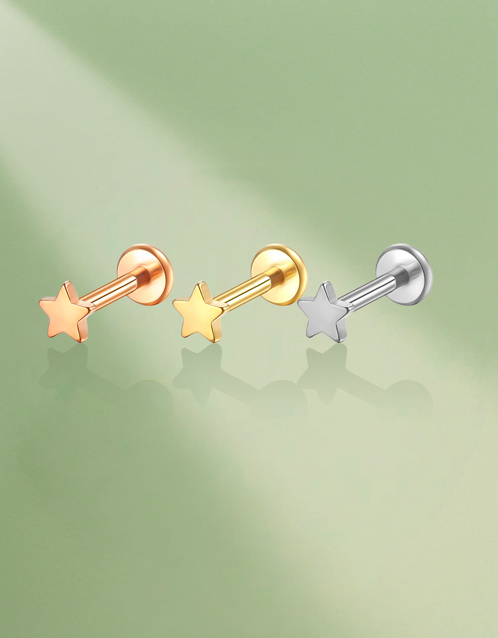 14K Solid Gold Star Piercing Stud Dainty Helix/Cartilage Earring