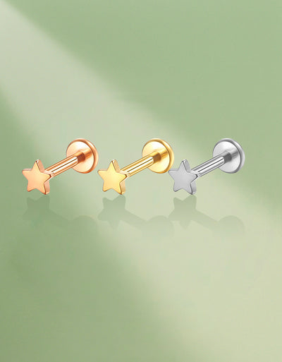 14K Solid Gold Star Piercing Stud Dainty Helix/Cartilage Earring