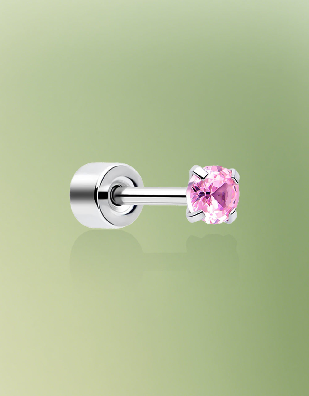 14K White Gold MultiGem Piercing Stud Colorful Cartilage/Helix Earring