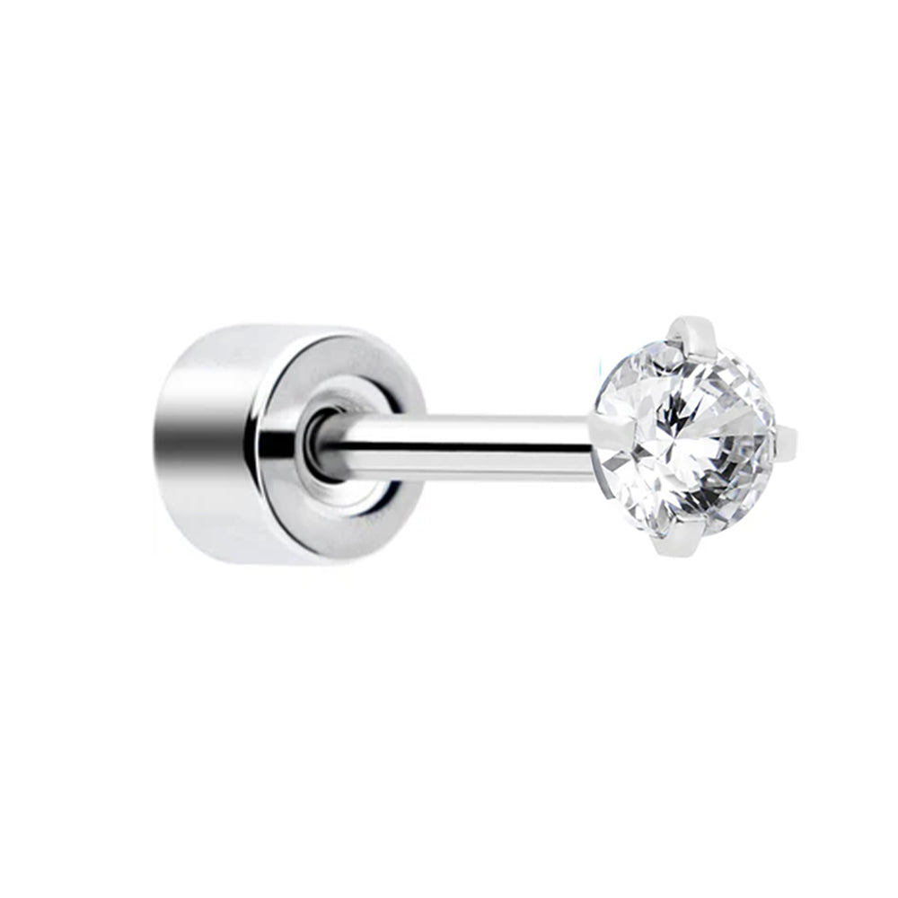 14K White Gold MultiGem Piercing Stud Colorful Cartilage/Helix Earring