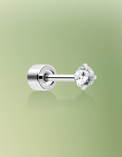 14K White Gold MultiGem Piercing Stud Colorful Cartilage/Helix Earring