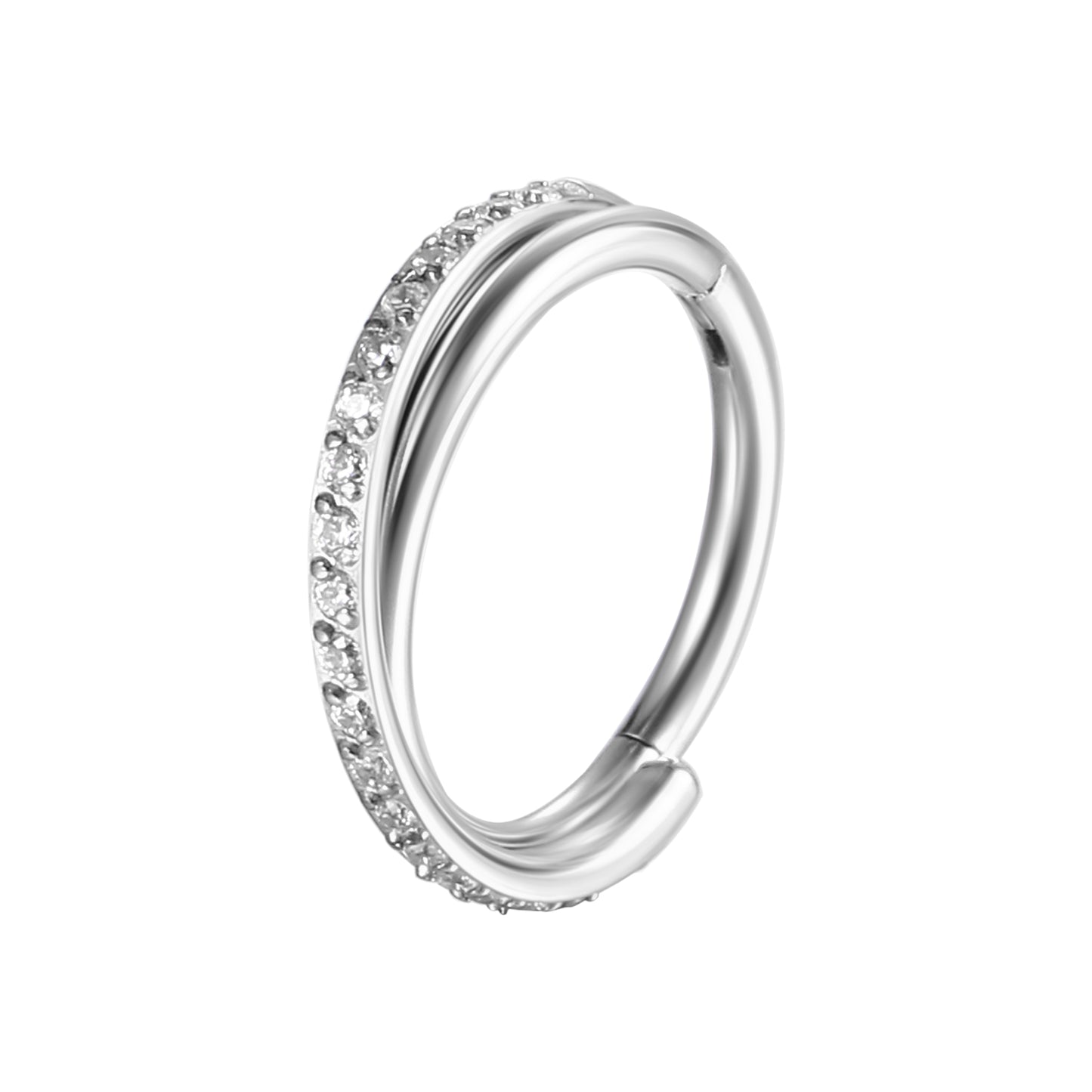 F136 Titanium Cross Inlaid Cubic Zirconia Hoop Earrings Body Piercing Jewelry