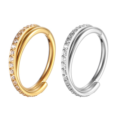 F136 Titanium Cross Inlaid Cubic Zirconia Hoop Earrings Body Piercing Jewelry