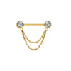 Double CZ End Nipple Stud with Chain – Stylish Body Piercing Jewelry