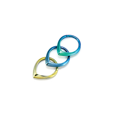 F136 Titanium Gold-Plated Teardrop Clicker – Hypoallergenic Nose & Cartilage Ring