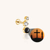 Double Stone Projector Cross Earring F136 Titanium Personalized Piercing Jewelry