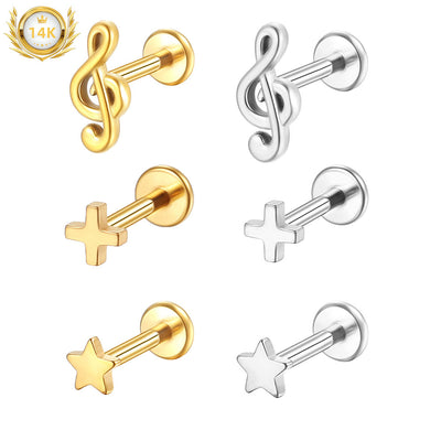 14K Solid Gold Minimalist Piercing Stud Dainty Helix/Cartilage Earring