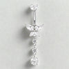 F136 Titanium Belly Ring with CZ Bezel Top
