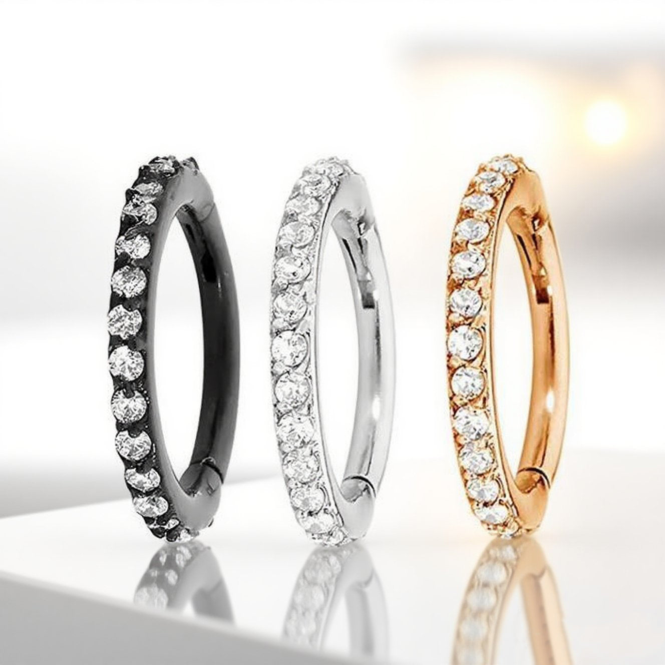 316L Stainless Steel Half Circle CZ Blaze Hoop | Bendable Segment Piercing Ring for Ear – Unisex