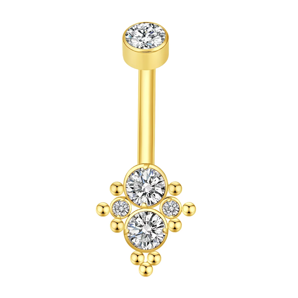 F136 Titanium Internally Threaded Belly Ring Threadless 5A Clear CZ Piercing Jewelry