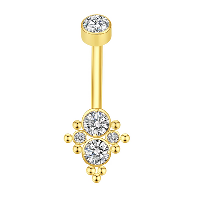 F136 Titanium Internally Threaded Belly Ring Threadless 5A Clear CZ Piercing Jewelry