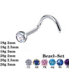 Internally Threaded Titanium Nose Piercing – Bezel Gem Set