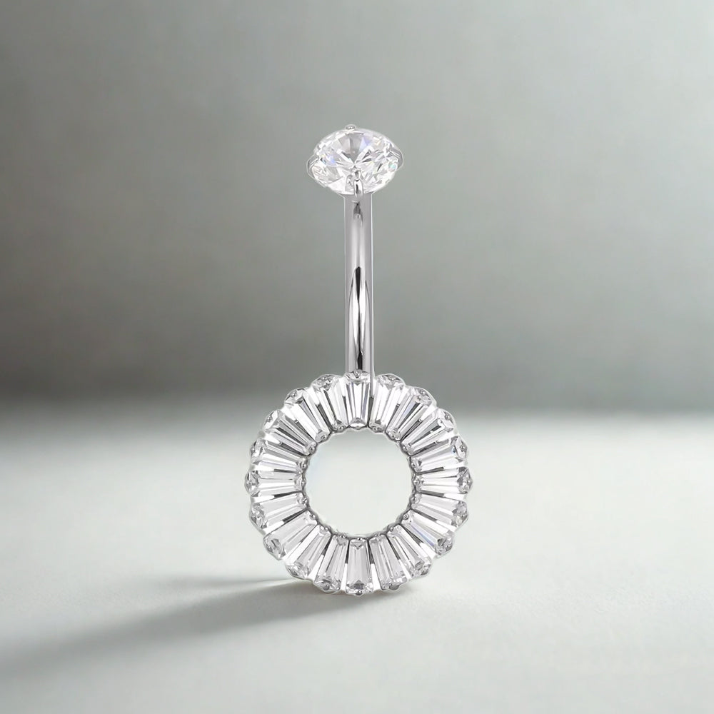 Titanium Internally Threaded Asscher-Cut CZ Navel Ring