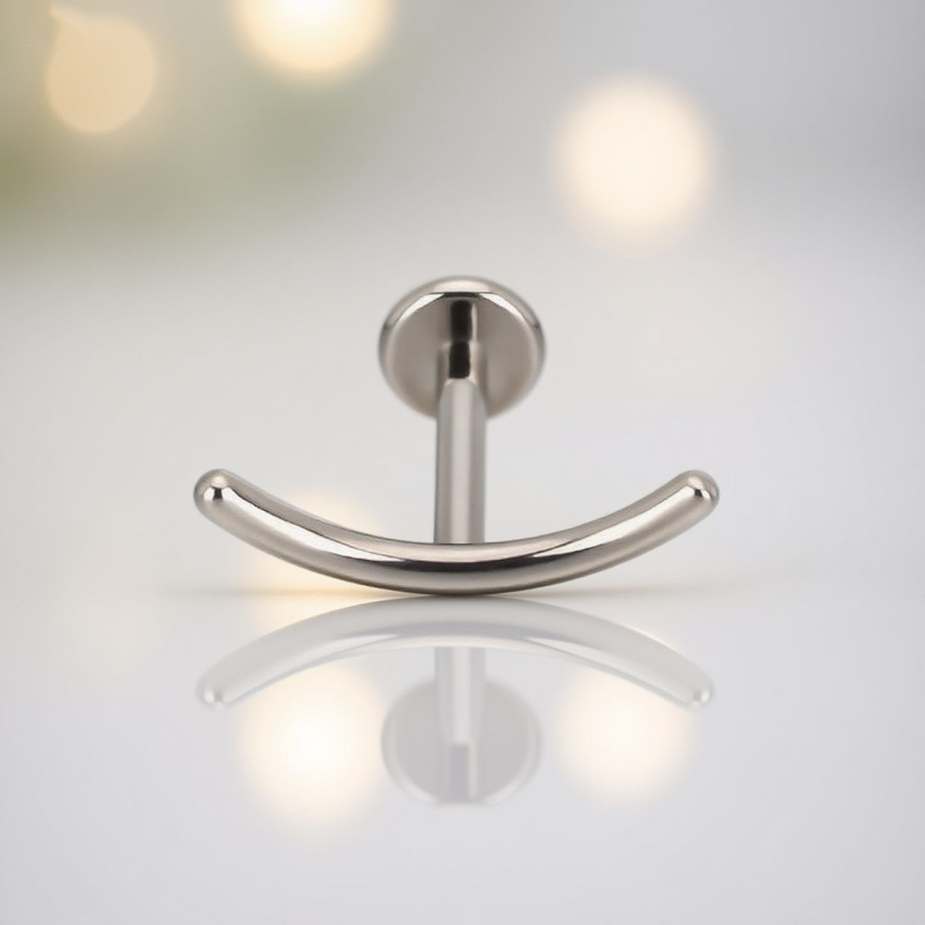 316L Stainless Steel Internally Threaded Curved Labret Barbell for Helix, Lip, Nose Piercing