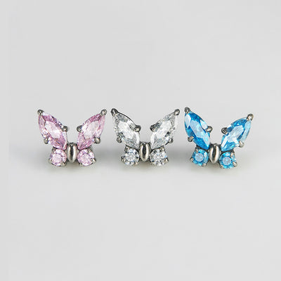 F136 Titanium Butterfly CZ Stud Head – Internally Threaded Flat Back Piercing Jewelry