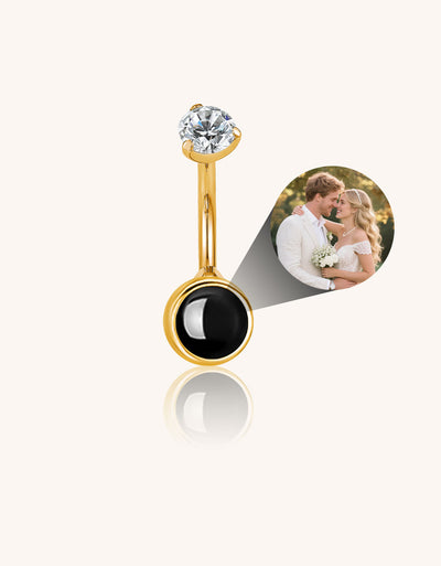 Minimalist Fashion Belly Button Ring Custom Photo Micro Projection Piercing Jewelry