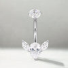 F136 Titanium Navel Ring with CZ Flower Top