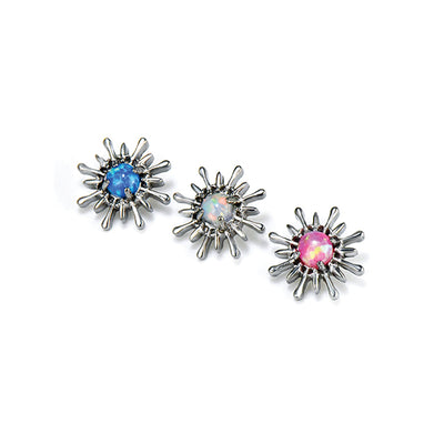 F136 Titanium Sea Urchin Spike Stud with Opal – Internally Threaded Piercing Top