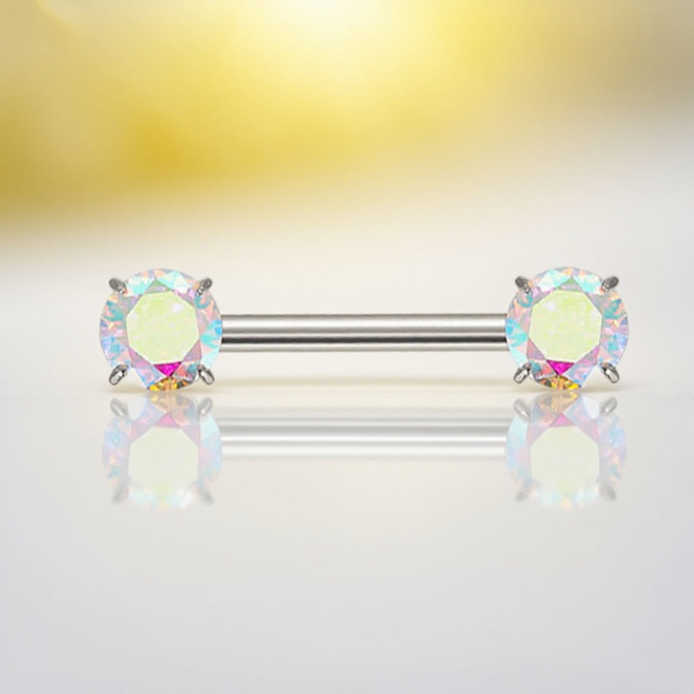 Prong Set CZ Barbell – ASTM F136 Titanium Body Jewelry for Piercings