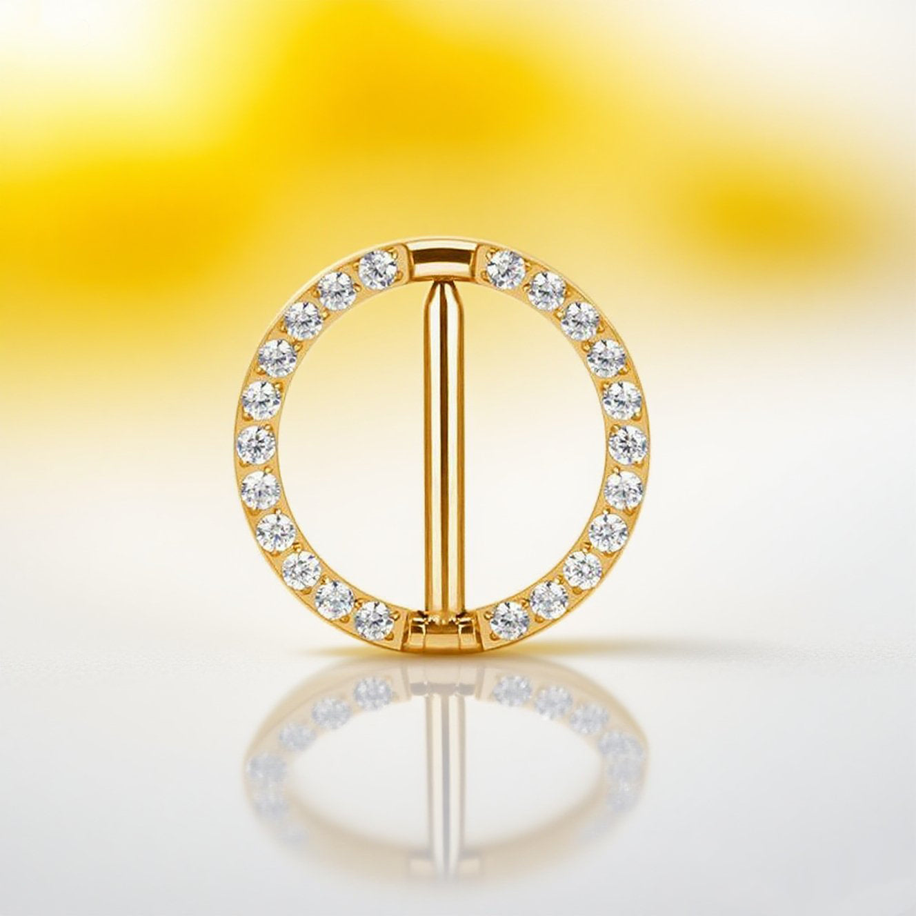 Sexy CZ Segment Nipple Ring–Implant Grade G23 Titanium Fashion Body Jewelry