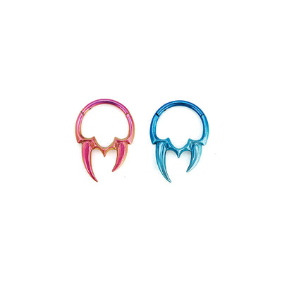 F136 Titanium Vampire Fang Septum Ring–Hypoallergenic Punk Piercing Jewelry for Nose,Ear,Cartilage Halloween Edition