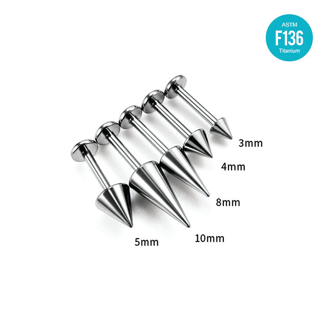 F136 Titanium Externally Treaded Labret With Spike Top