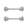 High-Quality ASTM F136 Titanium Push-In 5 CZ Blaze-Set Nipple & Navel Barbell Piercing Jewelry for Women