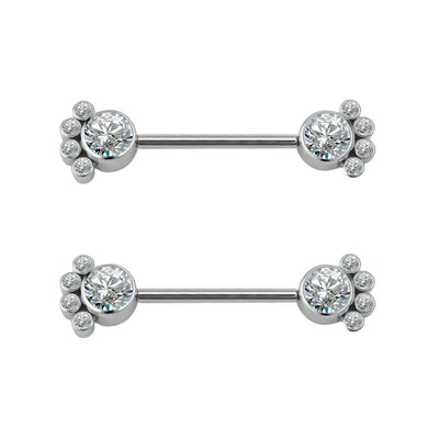 High-Quality ASTM F136 Titanium Push-In 5 CZ Blaze-Set Nipple & Navel Barbell Piercing Jewelry for Women