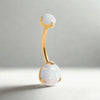 14K Gold Double Pearl Belly Button Ring – Elegant Navel Piercing Jewelry